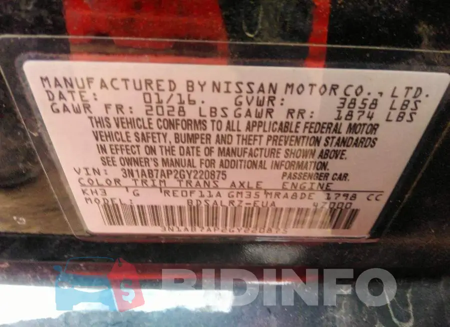 3N1AB7AP2GY220875 Photo# 9