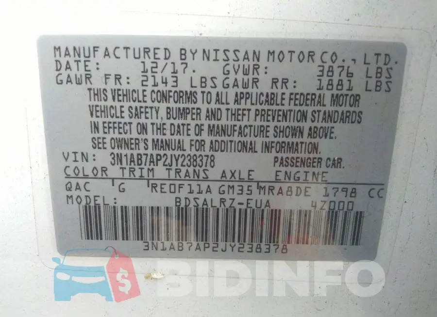 3N1AB7AP2JY238378 Photo# 9