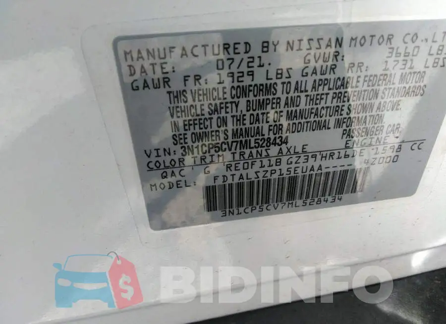 3N1CP5CV7ML528434 Photo# 9