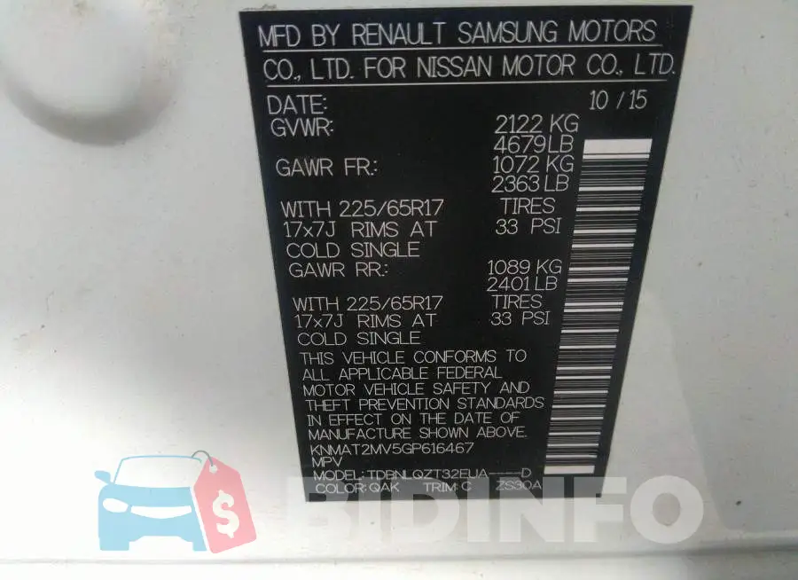 KNMAT2MV5GP616467 Photo# 9