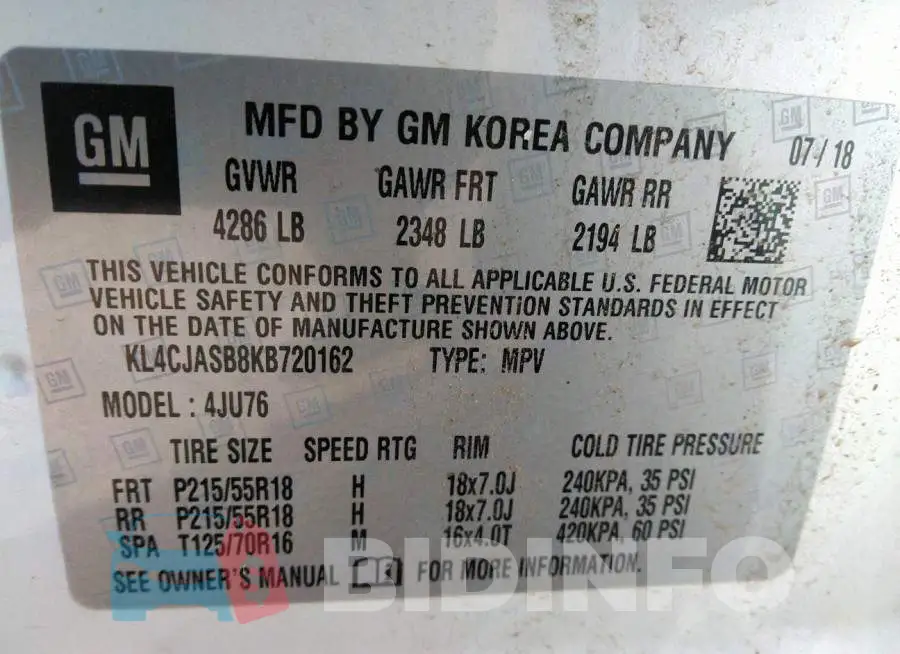 KL4CJASB8KB720162 Photo# 9