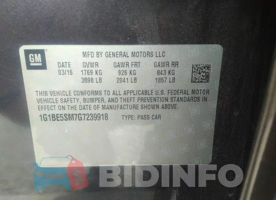 1G1BE5SM7G7239918 Photo# 9