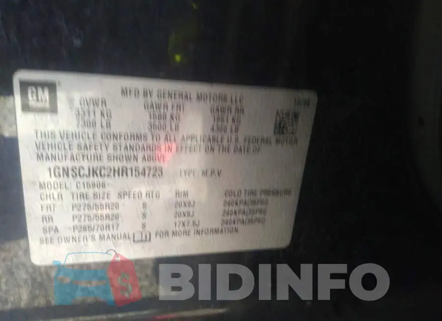 1GNSCJKC2HR154723 Photo# 9