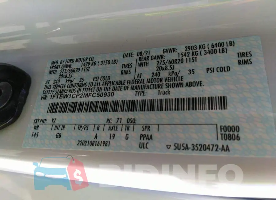1FTEW1CP2MFC50930 Photo# 9