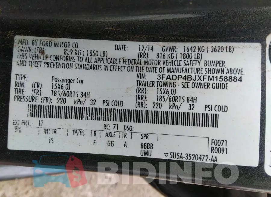 3FADP4BJXFM158884 Photo# 9