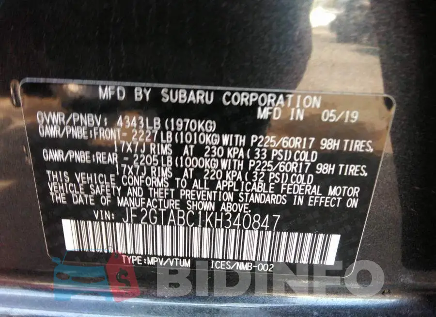 JF2GTABC1KH340847 Photo# 9