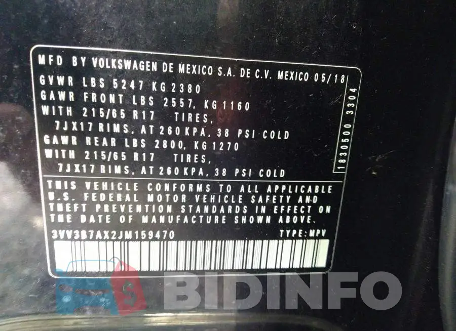 3VV3B7AX2JM159470 Photo# 9