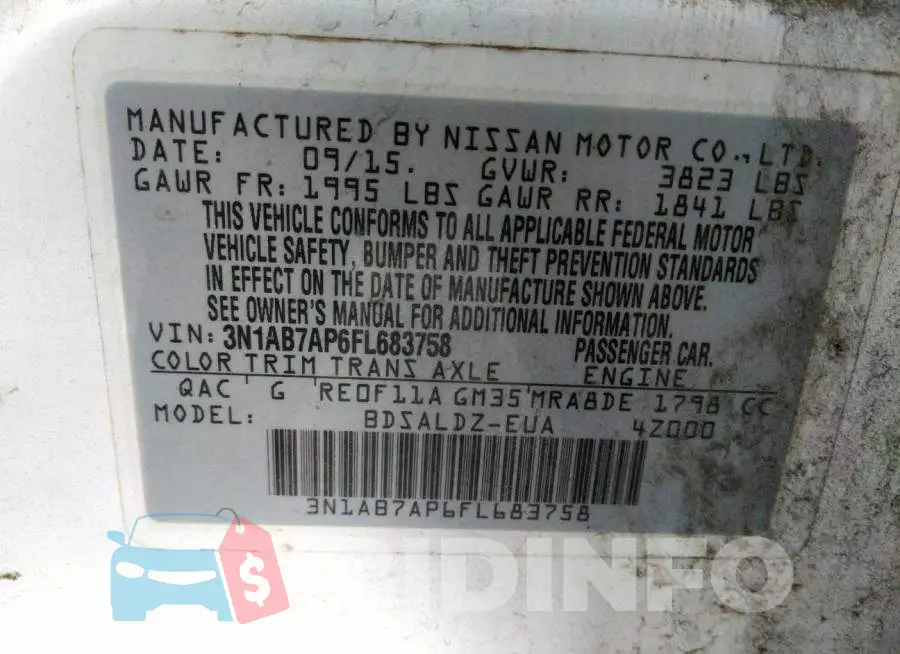 3N1AB7AP6FL683758 Photo# 9