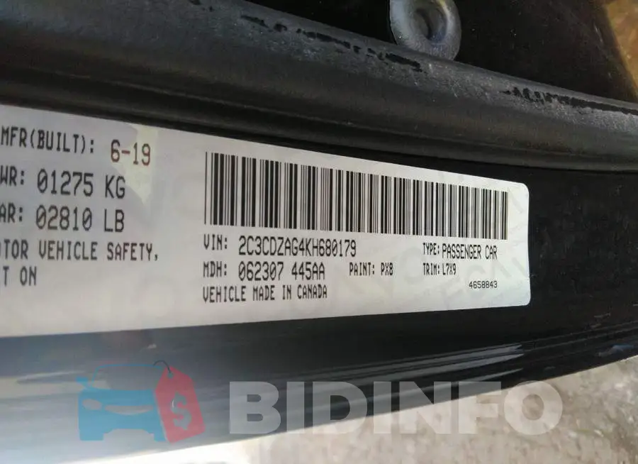 2C3CDZAG4KH680179 Photo# 9