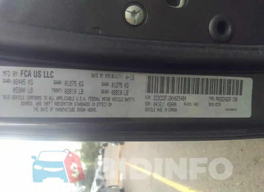2C3CDZFJ3KH625484 Photo# 9