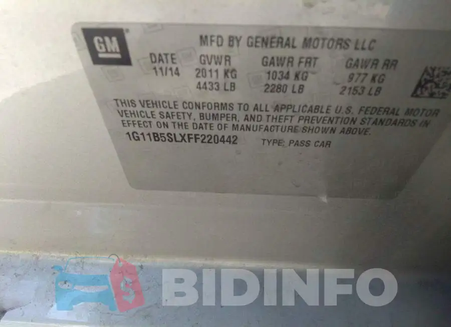 1G11B5SLXFF220442 Photo# 9