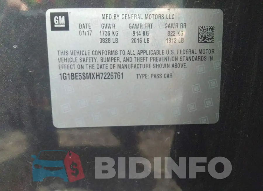 1G1BE5SMXH7226761 Photo# 9