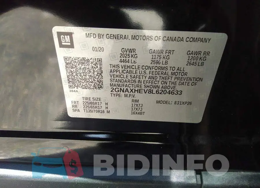 2GNAXHEV8L6204633 Photo# 9