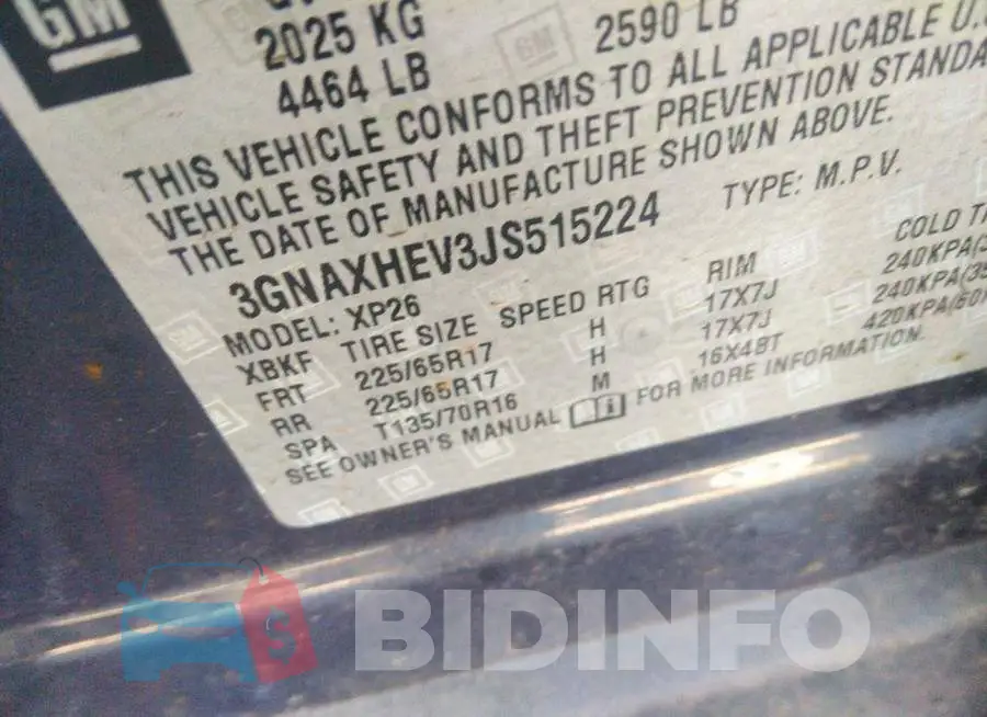 3GNAXHEV3JS515224 Photo# 9