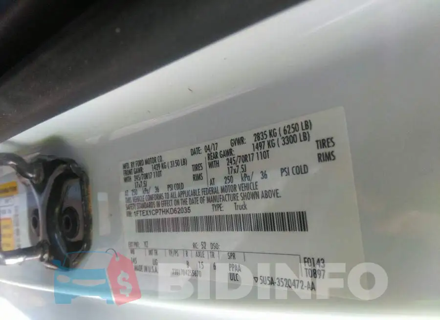 1FTEX1CP7HKD62035 Photo# 9