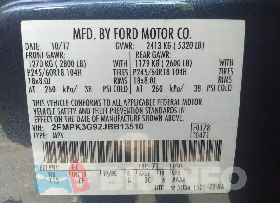 2FMPK3G92JBB13510 Photo# 9
