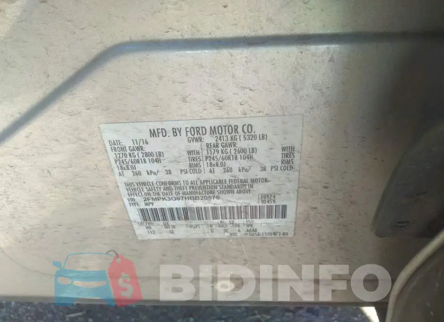 2FMPK3G97HBB20575 Photo# 9
