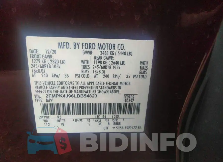 2FMPK4J96LBB54823 Photo# 9