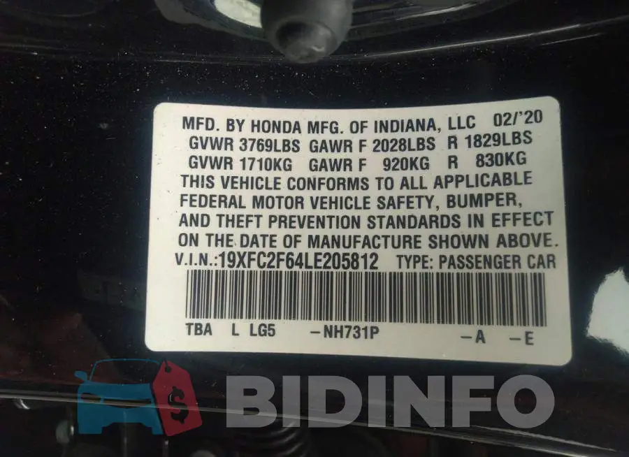 19XFC2F64LE205812 Photo# 9