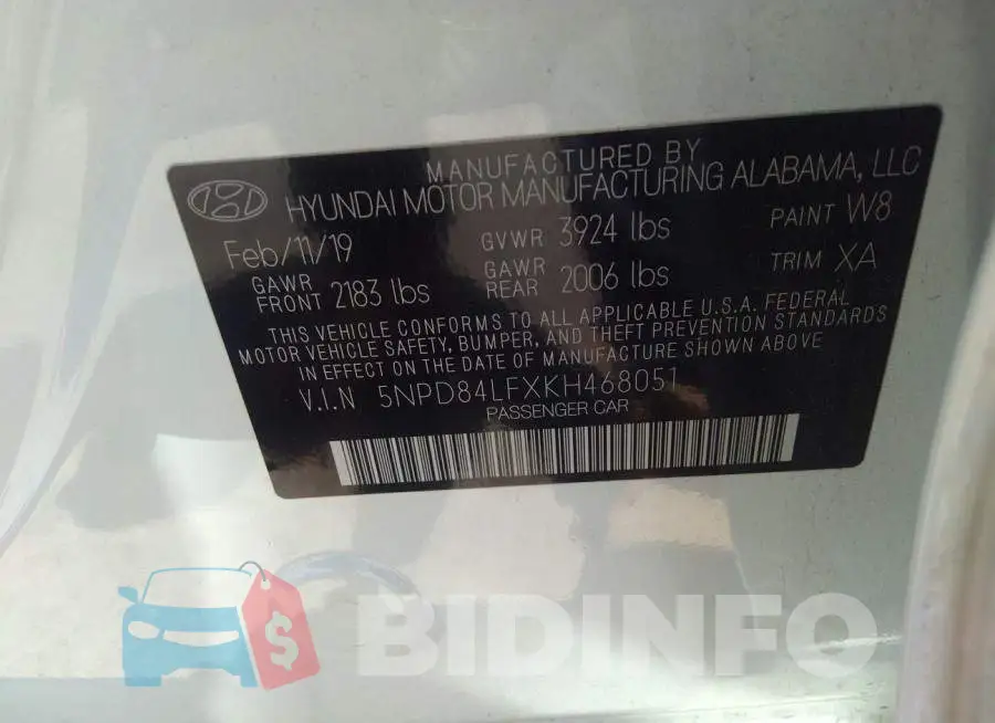 5NPD84LFXKH468051 Photo# 9