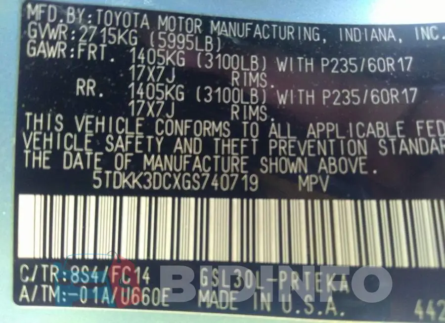 5TDKK3DCXGS740719 Photo# 9
