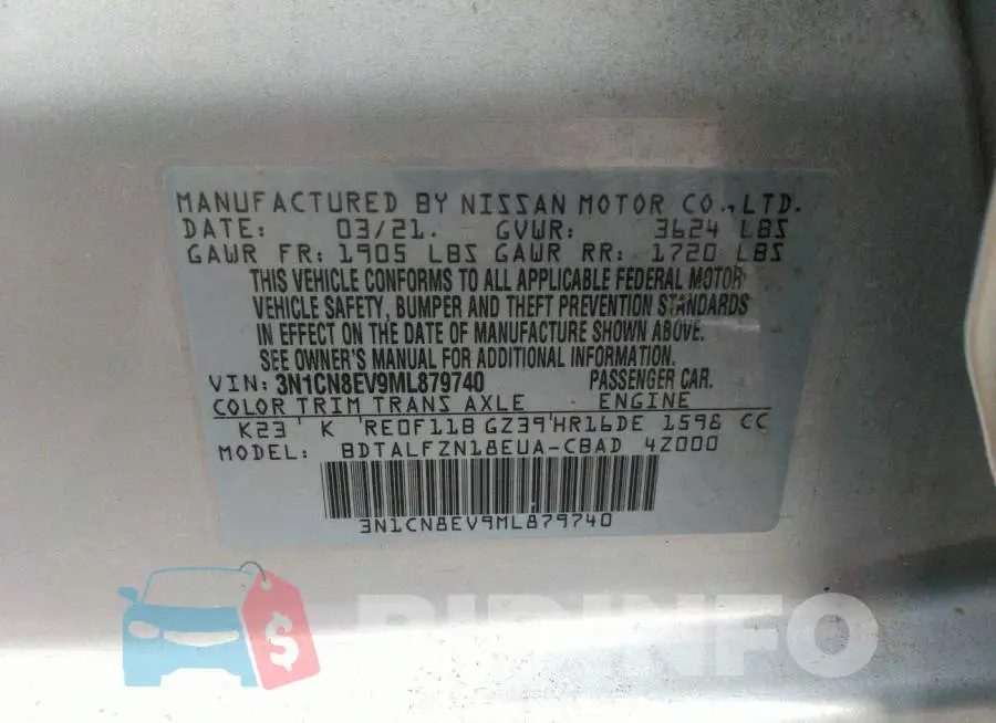 3N1CN8EV9ML879740 Photo# 9