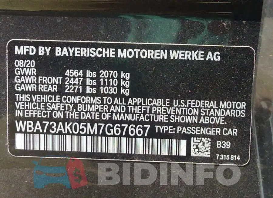 WBA73AK05M7G67667 Photo# 9