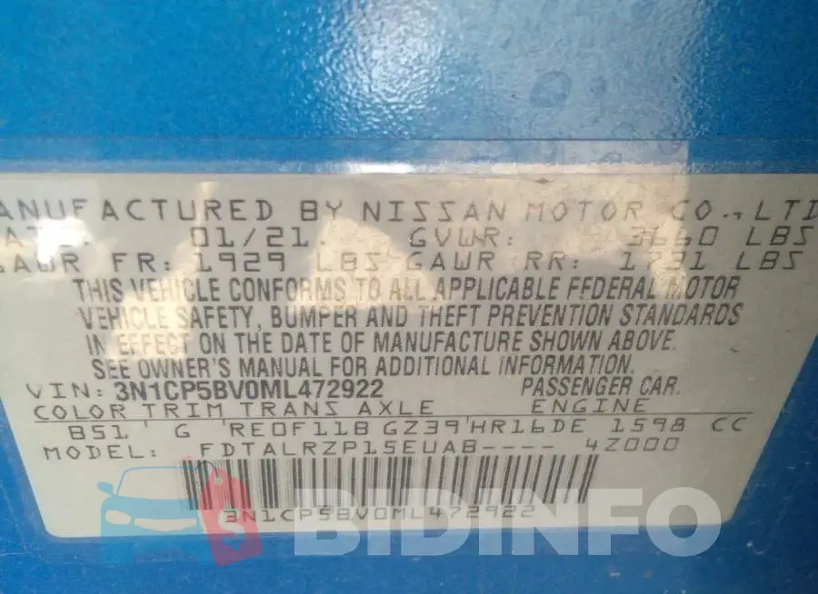 3N1CP5BV0ML472922 Photo# 9