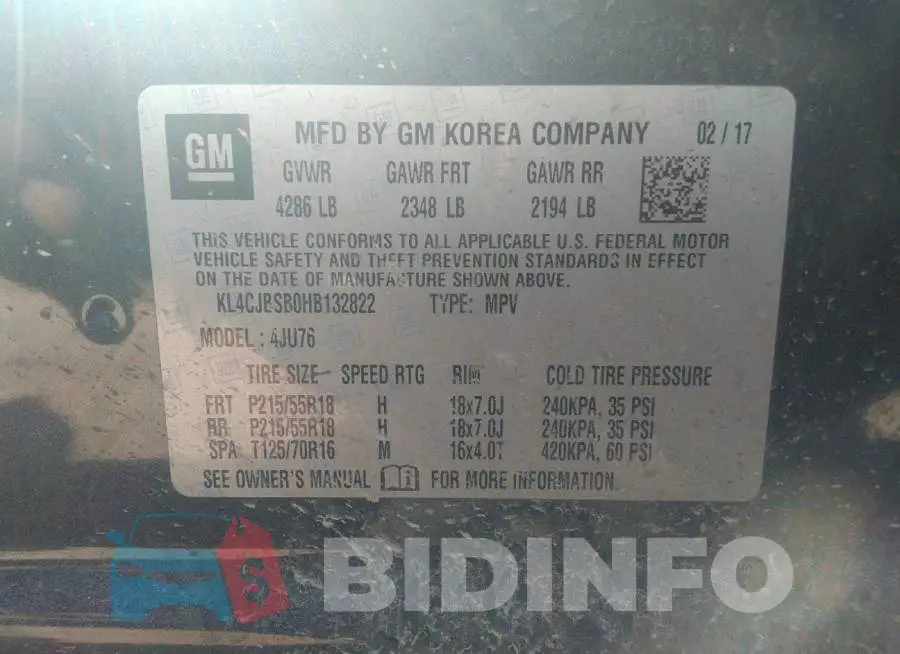 KL4CJBSB0HB132822 Photo# 9