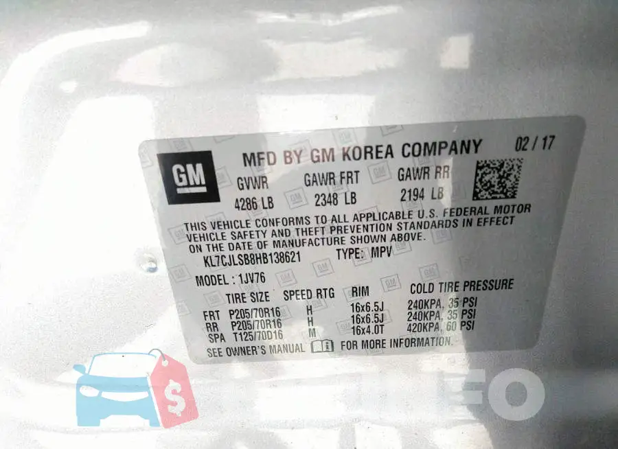 KL7CJLSB8HB138621 Photo# 9