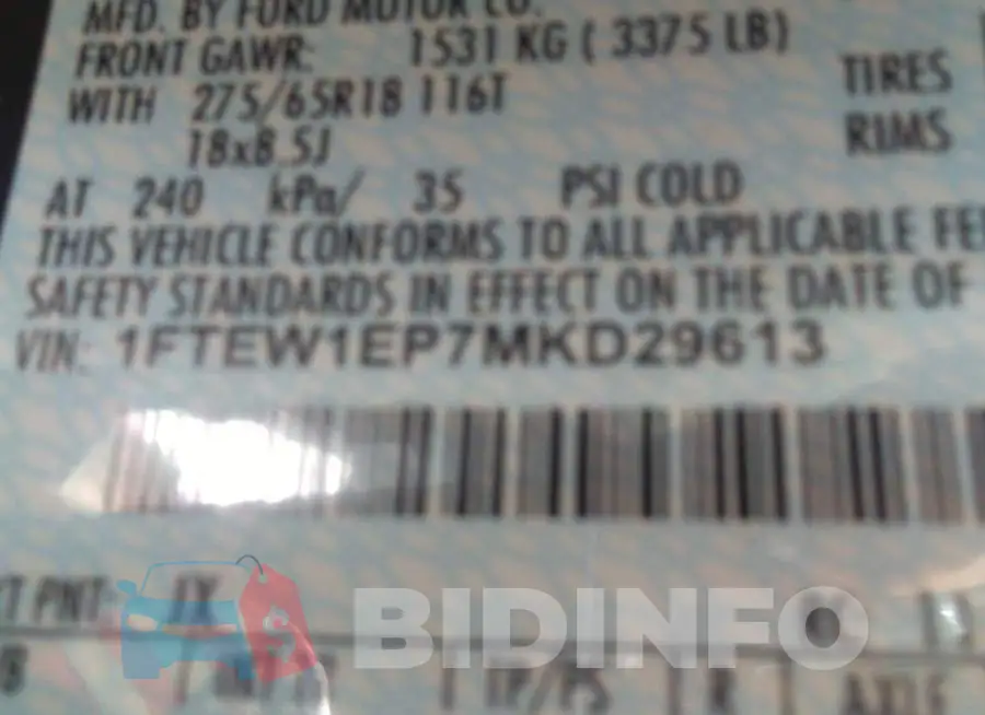 1FTEW1EP7MKD29613 Photo# 9