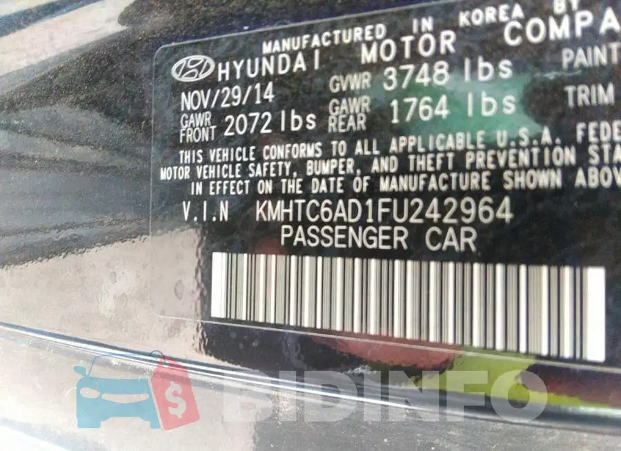 KMHTC6AD1FU242964 Photo# 9