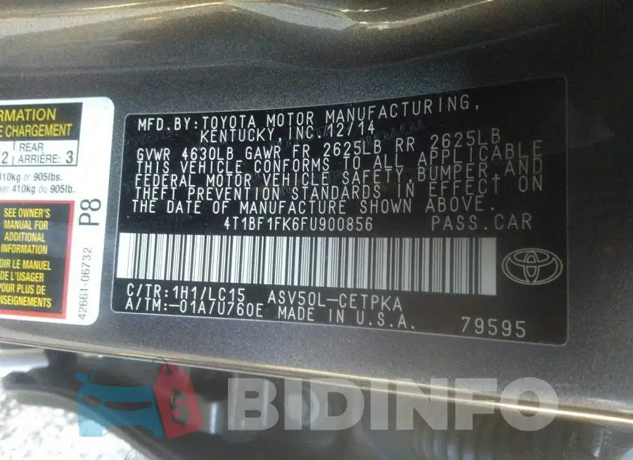 4T1BF1FK6FU900856 Photo# 9
