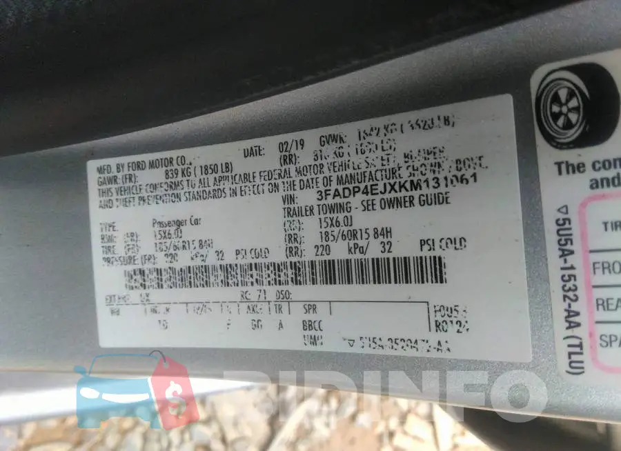 3FADP4EJXKM131061 Photo# 9