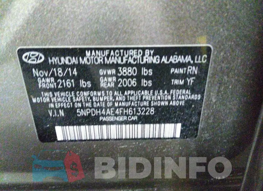 5NPDH4AE4FH613228 Photo# 9
