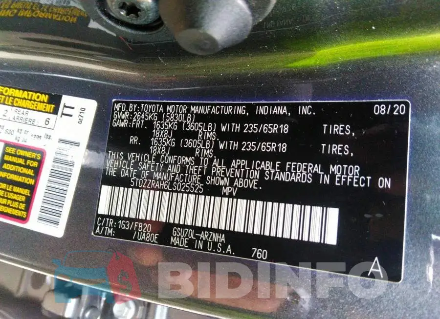 5TDZZRAH6LS025525 Photo# 9