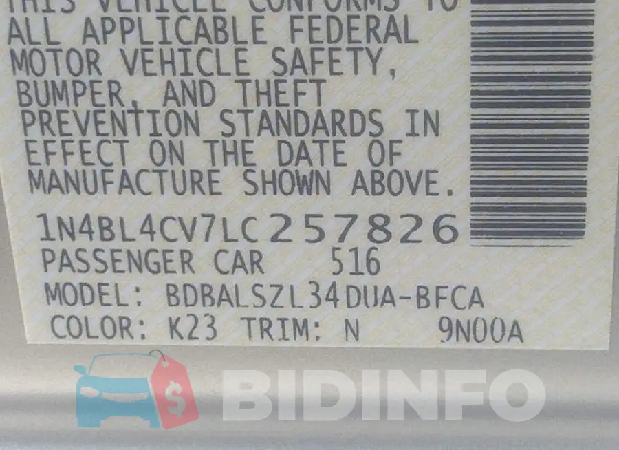 1N4BL4CV7LC257826 Photo# 9