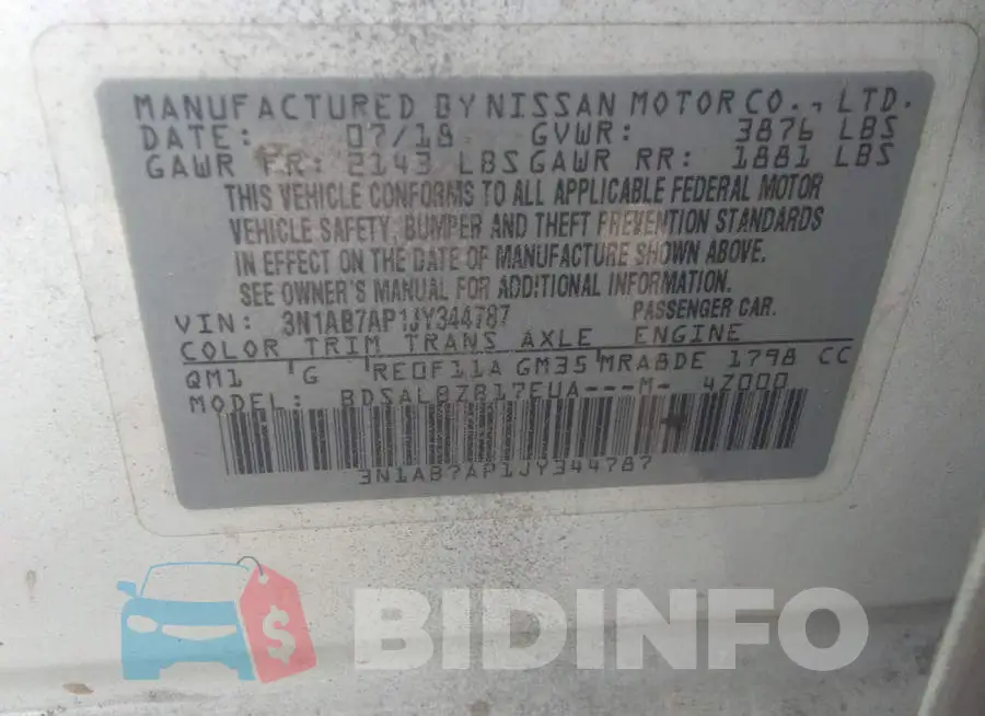 3N1AB7AP1JY344787 Photo# 9