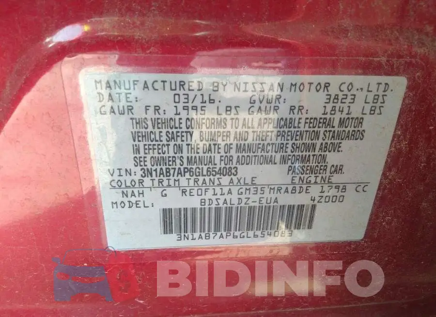 3N1AB7AP6GL654083 Photo# 9