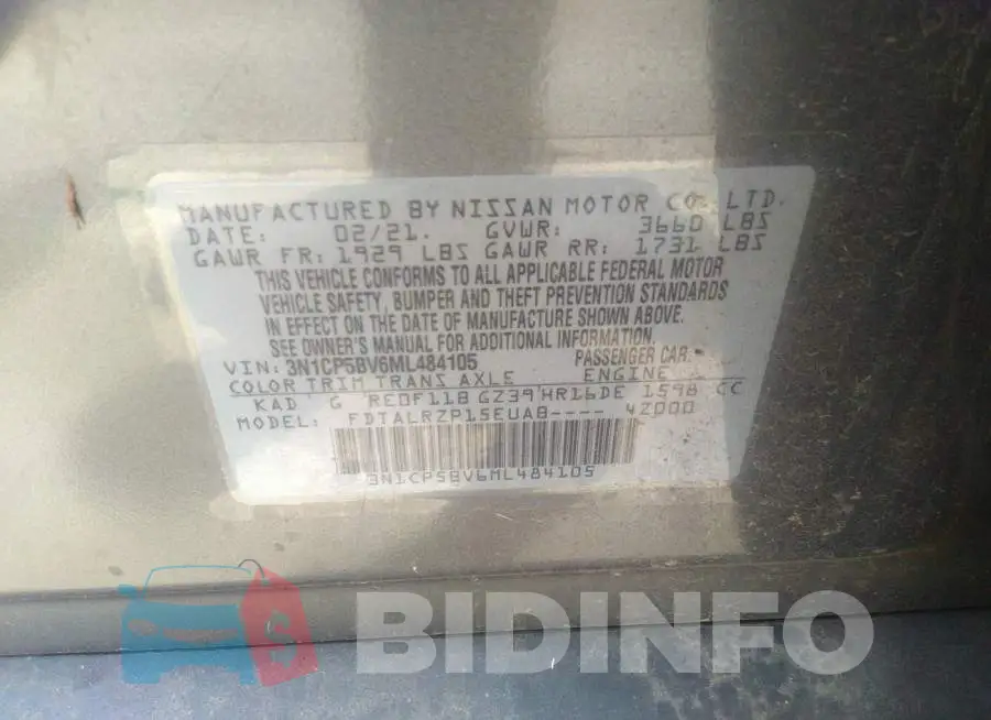 3N1CP5BV6ML484105 Photo# 9