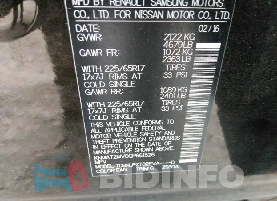 KNMAT2MV0GP661526 Photo# 9