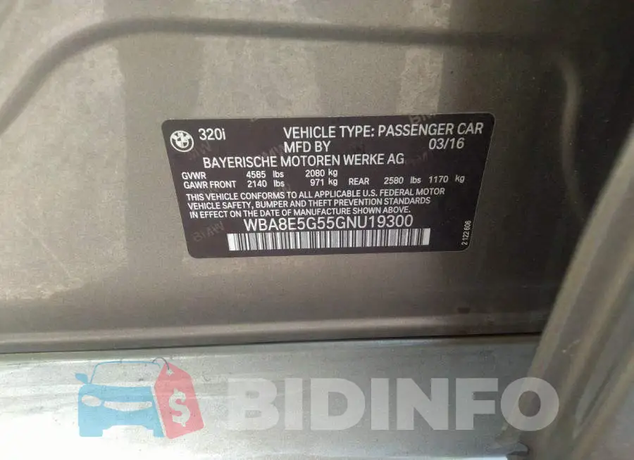 WBA8E5G55GNU19300 Photo# 9