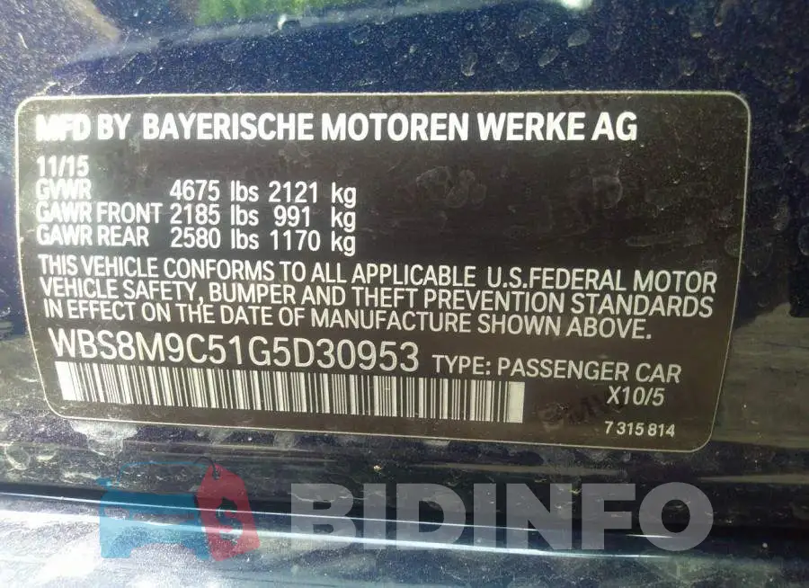 WBS8M9C51G5D30953 Photo# 9