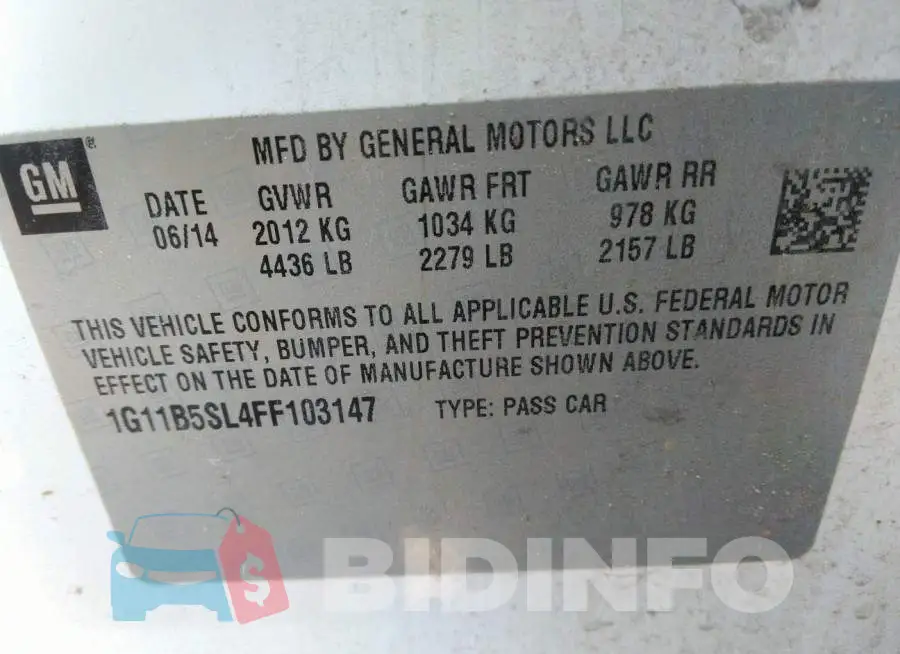 1G11B5SL4FF103147 Photo# 9
