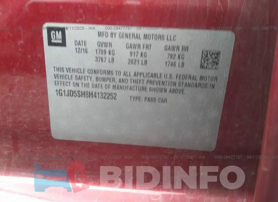 1G1JD5SH8H4132252 Photo# 9