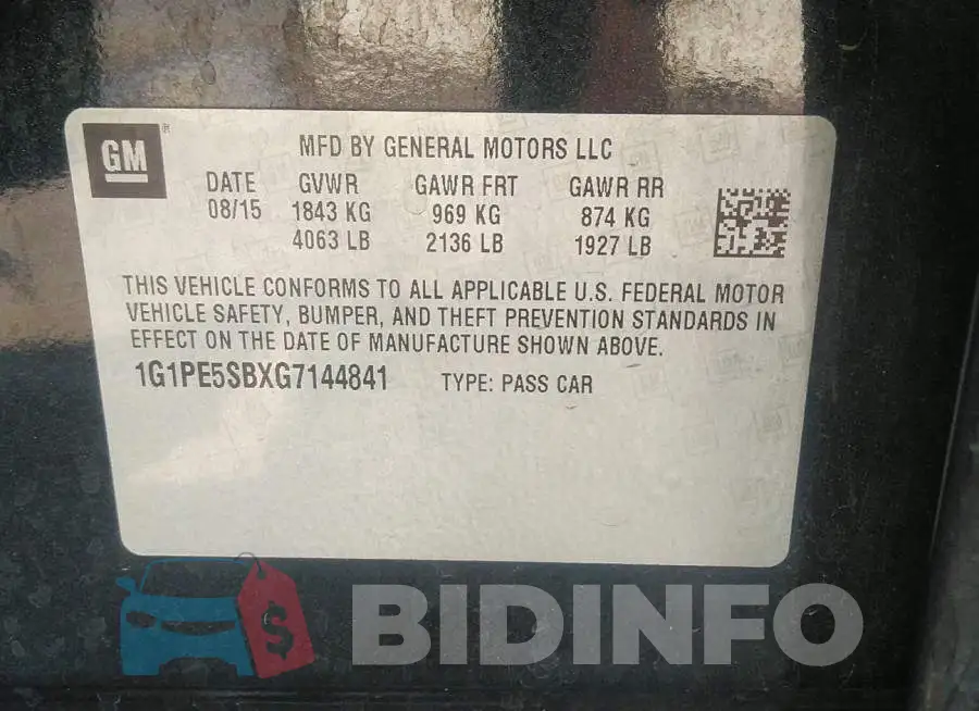 1G1PE5SBXG7144841 Photo# 9