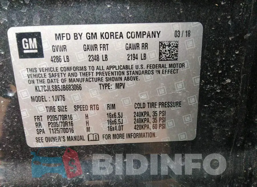 KL7CJLSB5JB683066 Photo# 9