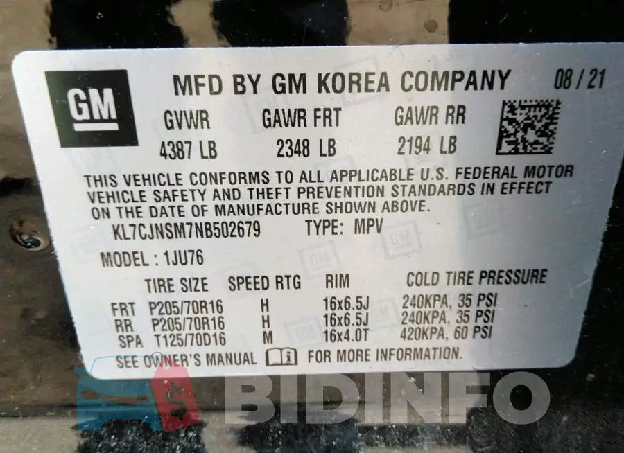 KL7CJNSM7NB502679 Photo# 9