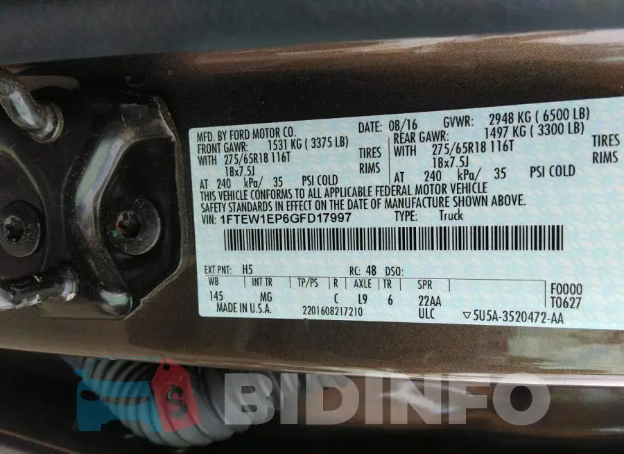 1FTEW1EP6GFD17997 Photo# 9