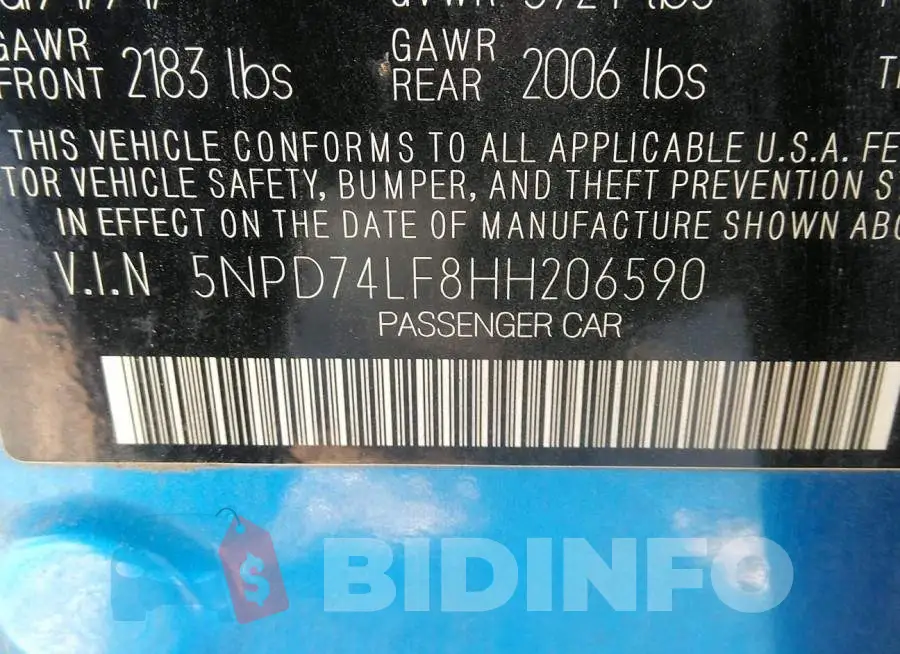 5NPD74LF8HH206590 Photo# 9